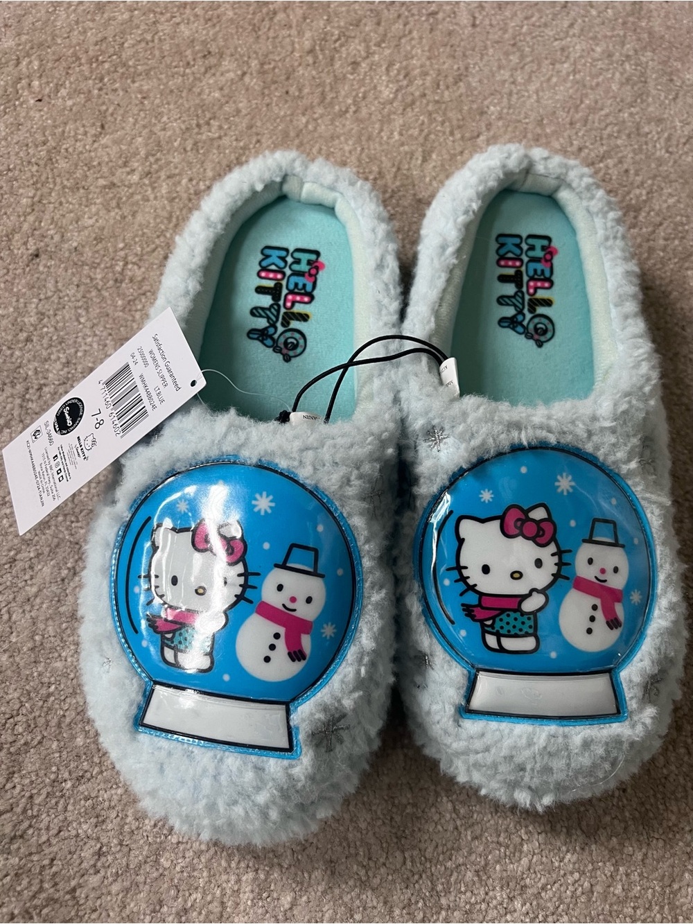 Hello Kitty Pastel Blue Plush Indoor Slippers - Picture 11 of 11